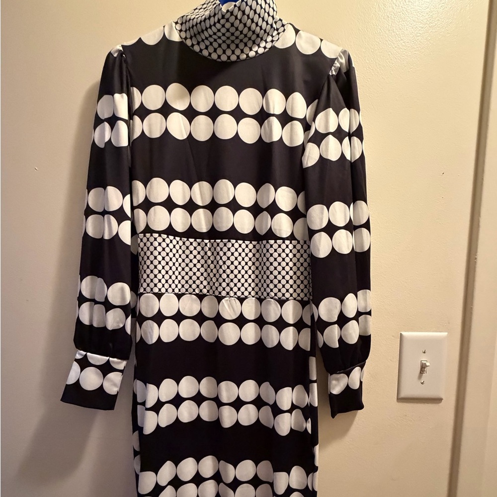 NWOT Stylish Black and White Polka Dot Long Sleeve Dress